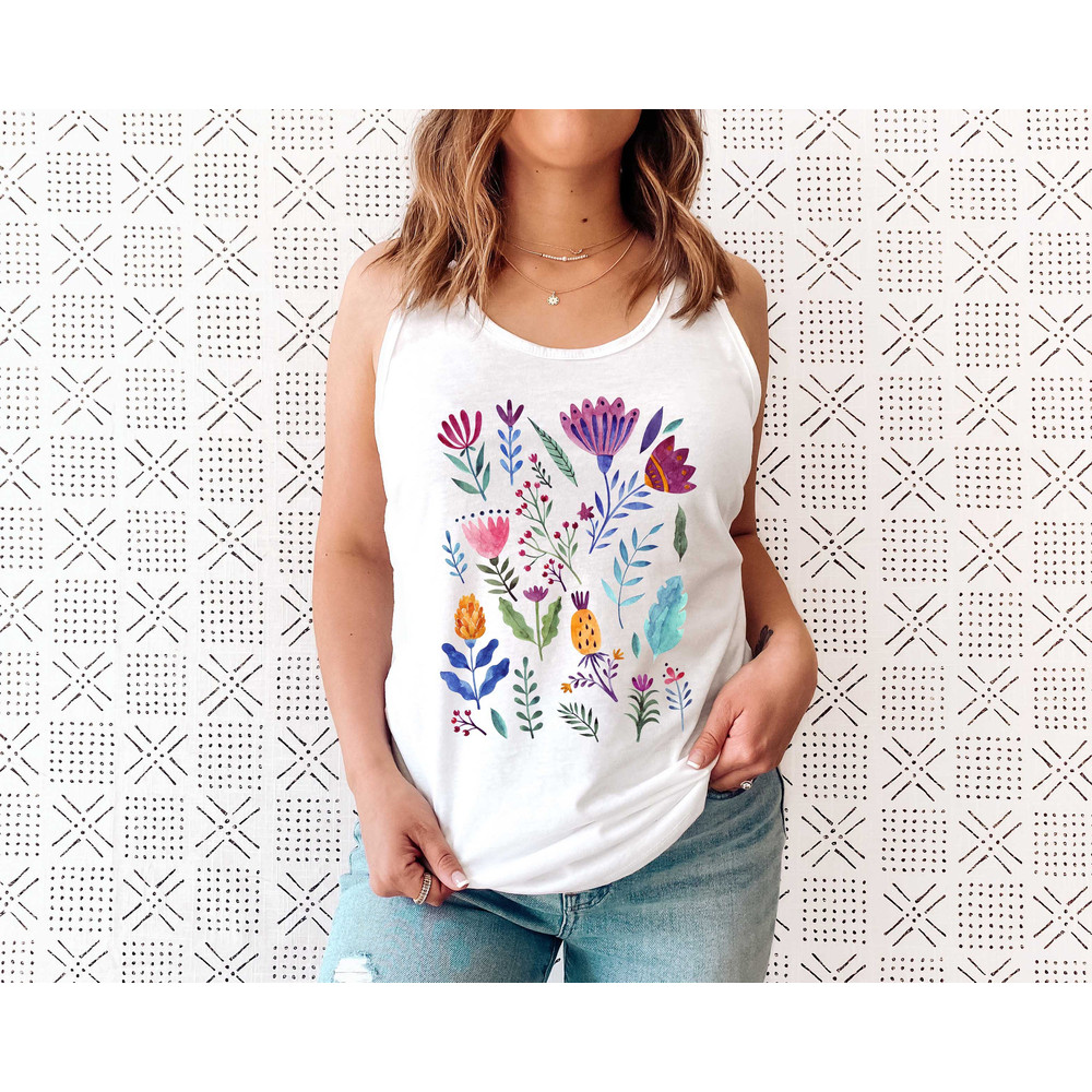Floral Shirt Tank, Grow Positive Thoughts Tank, Bohemian Style Tank, Butterfly Shirt, Trending Right Now, Women's Graphic Tank, Love Tank - 2.jpg
