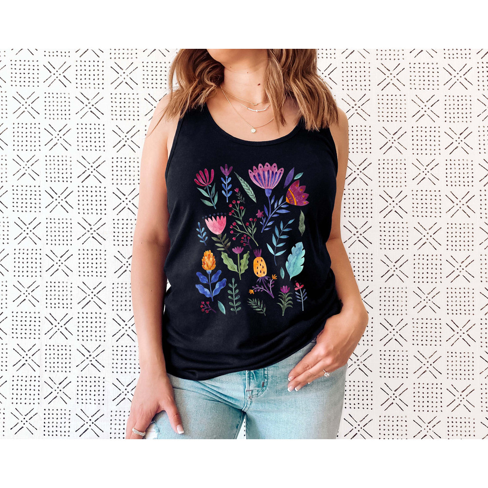 Floral Shirt Tank, Grow Positive Thoughts Tank, Bohemian Style Tank, Butterfly Shirt, Trending Right Now, Women's Graphic Tank, Love Tank - 3.jpg