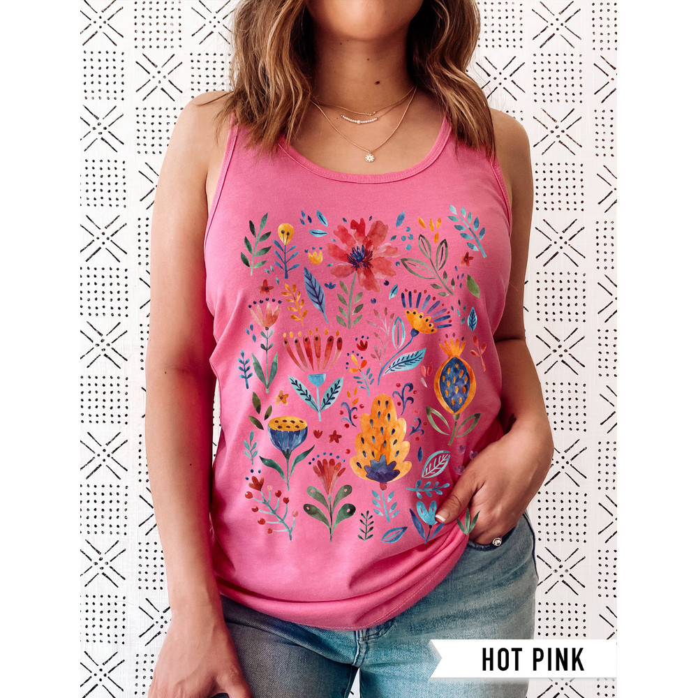 Floral Shirt Tank, Grow Positive Thoughts Tank, Bohemian Style Tank, Butterfly Shirt, Trending Right Now, Women's Graphic Tank, Love Tank - 7.jpg