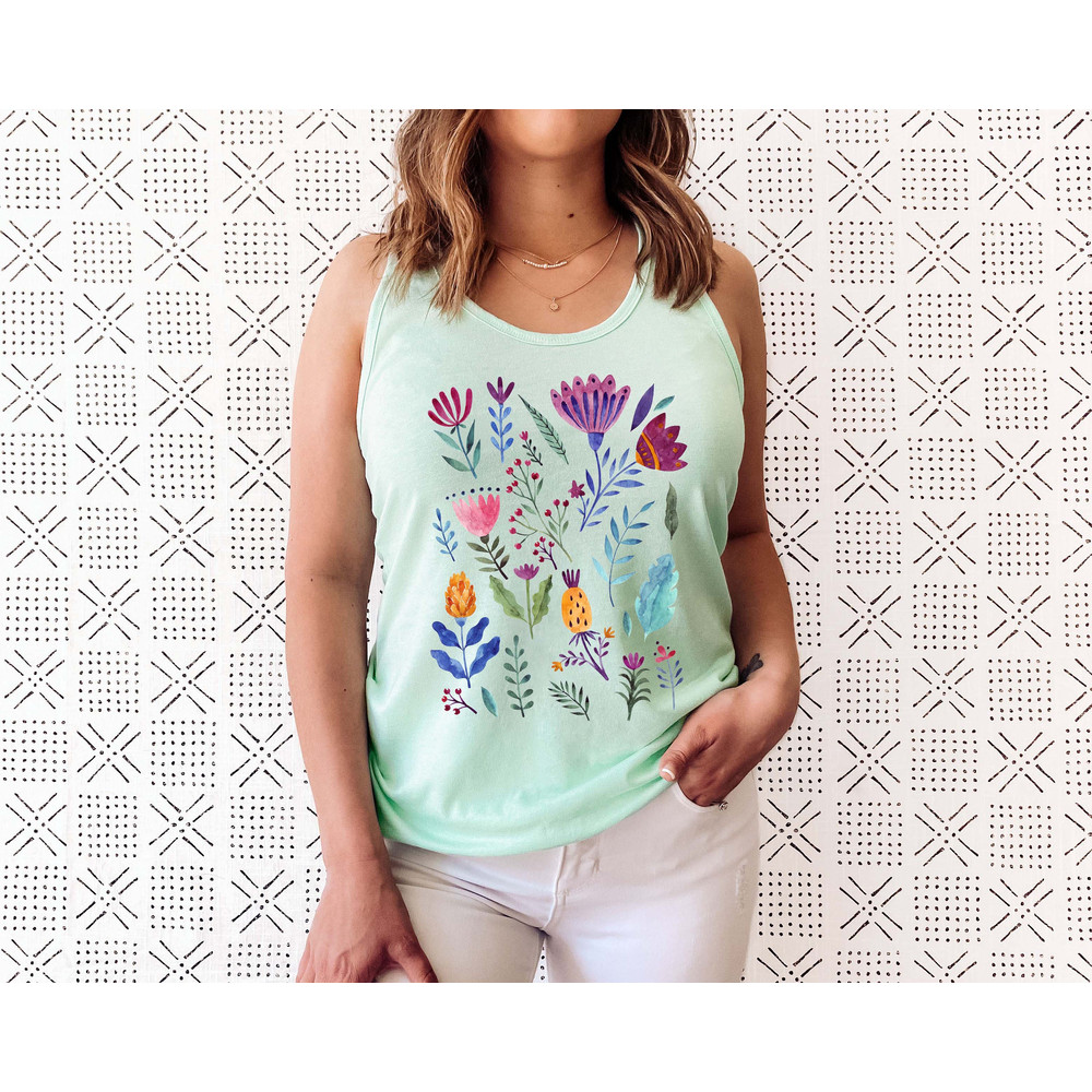 Floral Shirt Tank, Grow Positive Thoughts Tank, Bohemian Style Tank, Butterfly Shirt, Trending Right Now, Women's Graphic Tank, Love Tank - 6.jpg