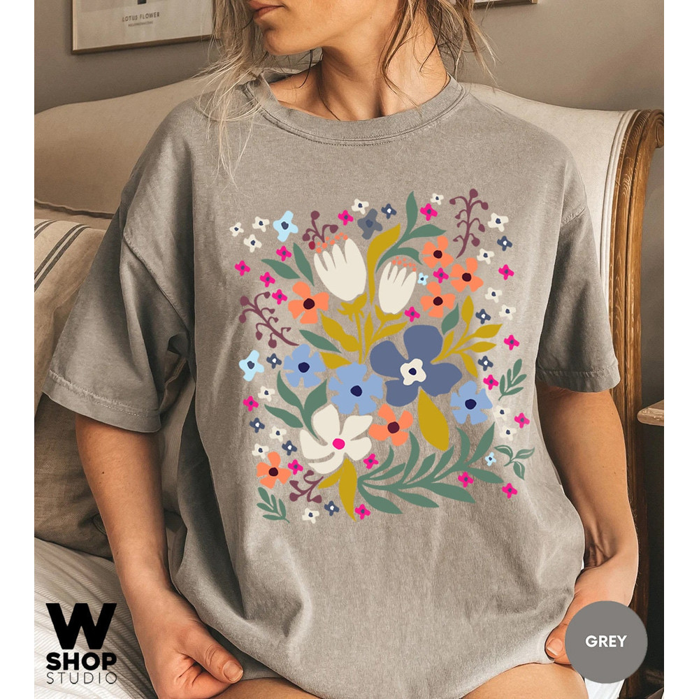 Flower Shirt, Wildflower T-shirt, Meadow Floral Shirt Aesthetic, Oversized Graphic Tee, Boho Tee, Hippie Womens Gift For Her - 2.jpg