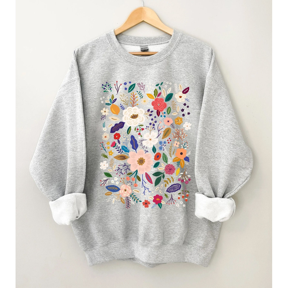 Flower Sweatshirt, Wildflower Women Sweatshirts ,Plus Size, Ladies Flower Girl Gifts, Floral Gift, Girlfriend Gift - 2.jpg