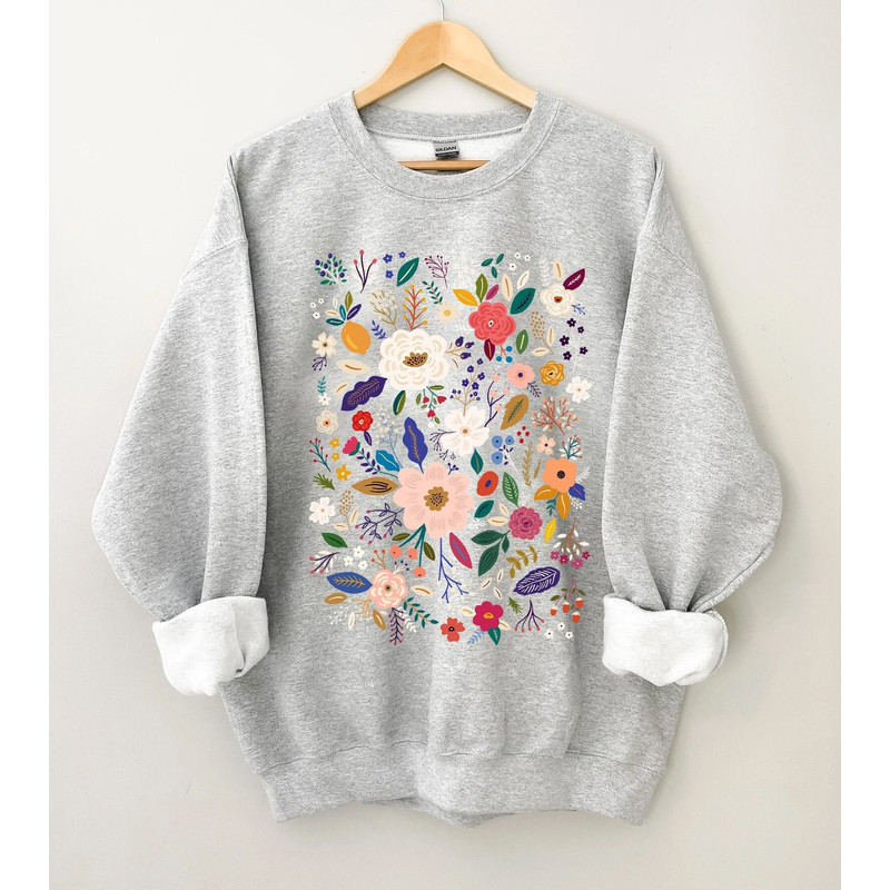 Flower Sweatshirt, Wildflower Women Sweatshirts ,Plus Size, Ladies Flower Girl Gifts, Floral Gift, Girlfriend Gift - 2.jpg