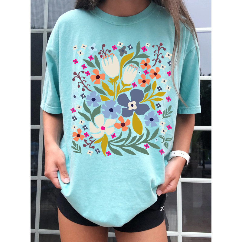 Flower Shirt, Wildflower T-shirt, Meadow Floral Shirt Aesthetic, Oversized Graphic Tee, Boho Tee, Hippie Womens Gift For Her - 8.jpg