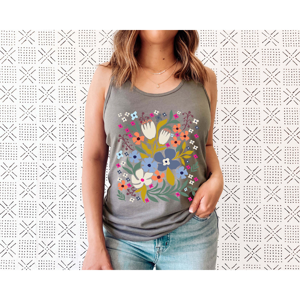 Flower Tank Top Shirt, Gift For Her, Flower Tank Aesthetic, Floral Graphic Tee, Floral Tank, Wild Flower Tank Top, Wildflower T-shirt - 2.jpg