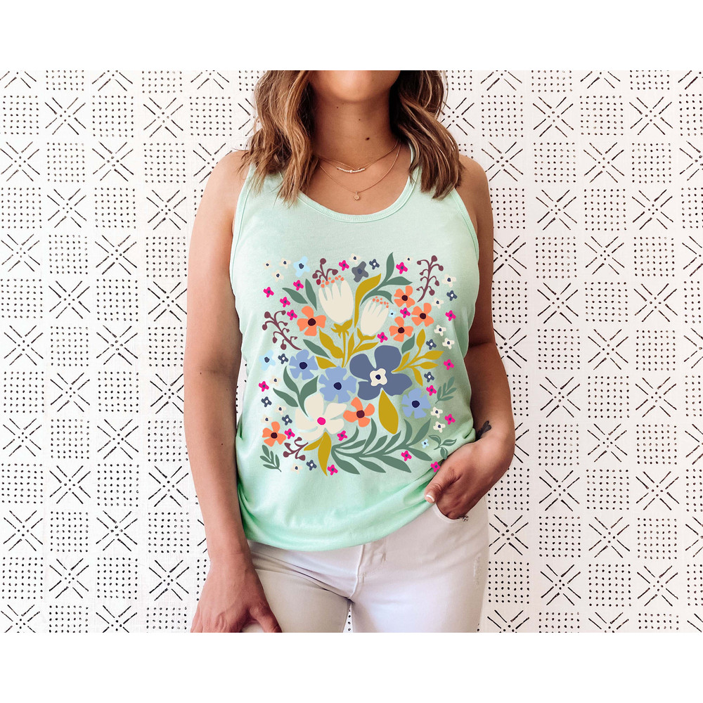 Flower Tank Top Shirt, Gift For Her, Flower Tank Aesthetic, Floral Graphic Tee, Floral Tank, Wild Flower Tank Top, Wildflower T-shirt - 3.jpg