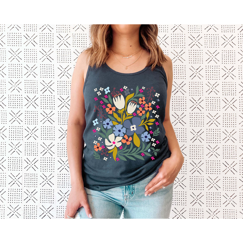 Flower Tank Top Shirt, Gift For Her, Flower Tank Aesthetic, Floral Graphic Tee, Floral Tank, Wild Flower Tank Top, Wildflower T-shirt - 4.jpg