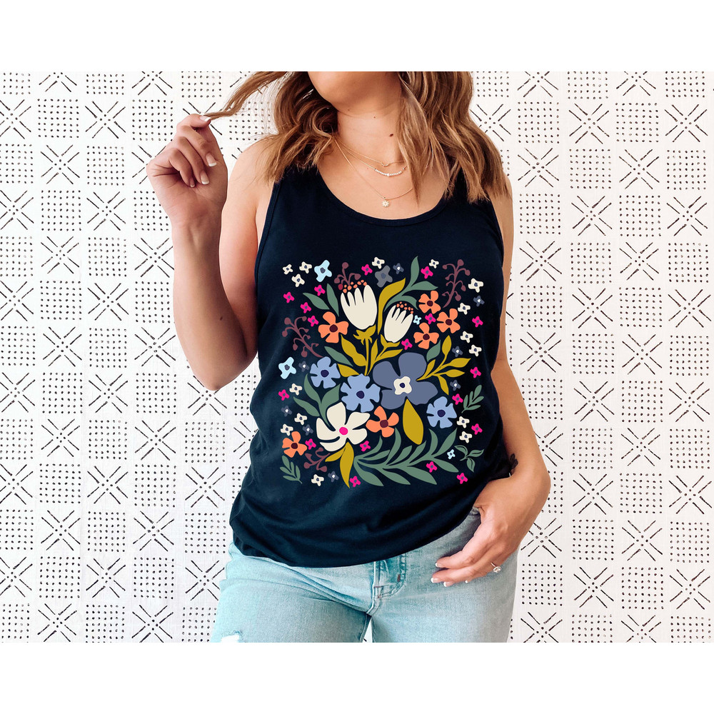 Flower Tank Top Shirt, Gift For Her, Flower Tank Aesthetic, Floral Graphic Tee, Floral Tank, Wild Flower Tank Top, Wildflower T-shirt - 5.jpg