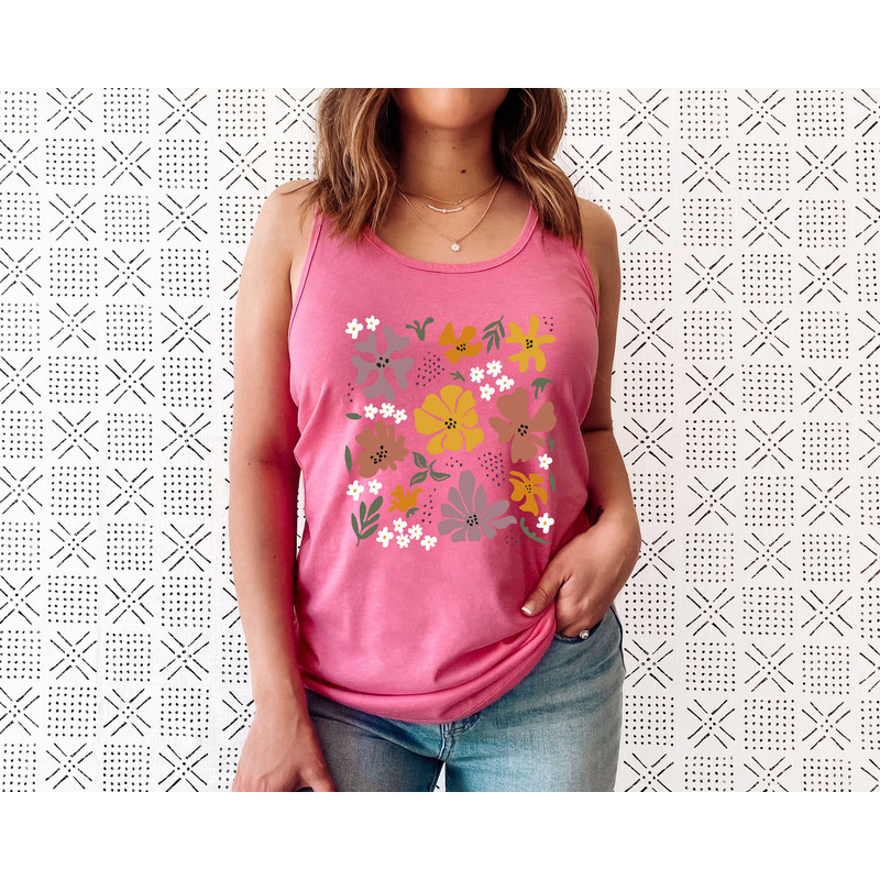 Flower Tank Top Shirt, Gift For Her, Flower Tank Aesthetic, Floral Graphic Tee, Floral Tank, Wild Flower Tank Top, Wildflower T-shirt - 6.jpg