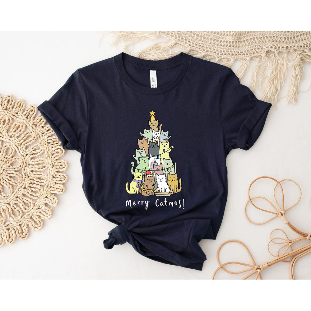 Funny Christmas Cat Shirt, Cat Lover Gift, cute Christmas Tee, Cat lover gift, Holiday graphic, Merry Christmas Tree Shirt, Cat owner tee - 1.jpg