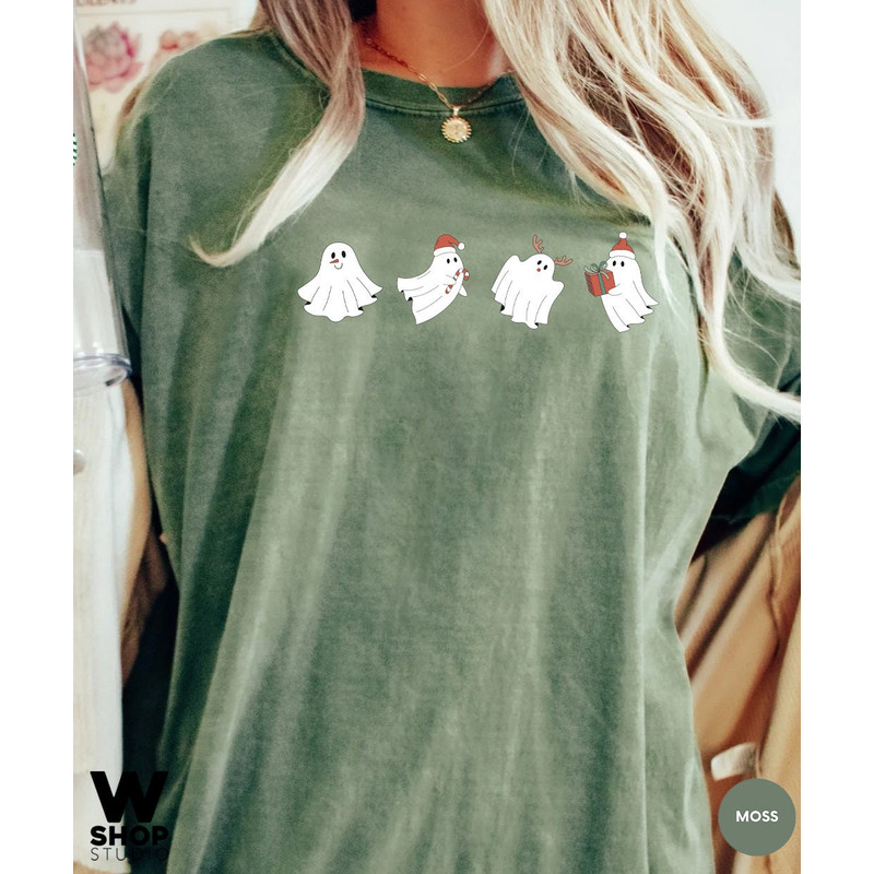 Funny Christmas Shirt, Merry Christmas Shirt, Women's Christmas Shirt, Cute Ghost Christmas Tee, Holiday Tree Shirt, Christmas Tee for Women - 2.jpg