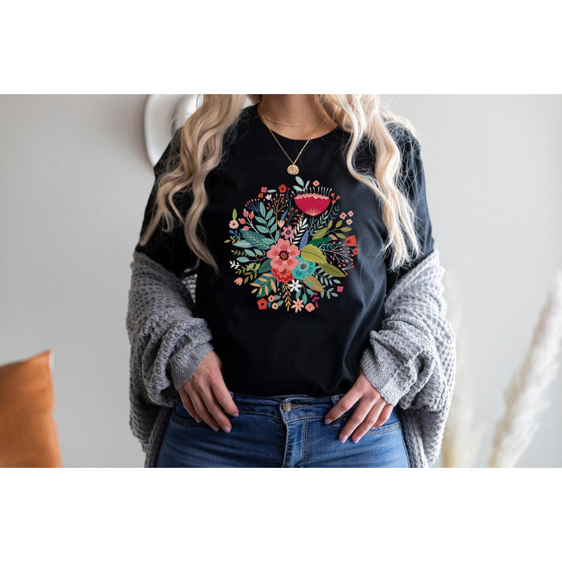 Grow Positive Thoughts Tee, Floral T-shirt, Bohemian Style Shirt, Butterfly Shirt, Trending Right Now, Women's Graphic T-shirt, Love Tee - 1.jpg