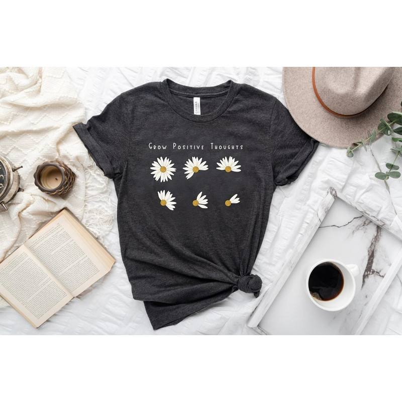Grow Positive Thoughts Tee, Floral T-shirt, Bohemian Style Shirt, Butterfly Shirt, Trending Right Now, Women's Graphic T-shirt, Love Tee - 4.jpg