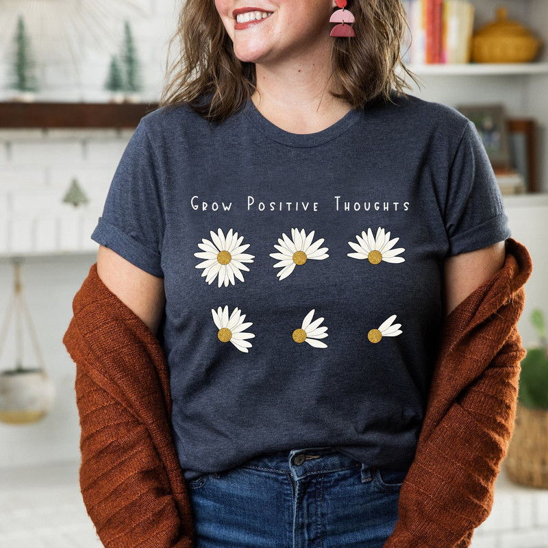 Grow Positive Thoughts Tee, Floral T-shirt, Bohemian Style Shirt, Butterfly Shirt, Trending Right Now, Women's Graphic T-shirt, Love Tee - 5.jpg