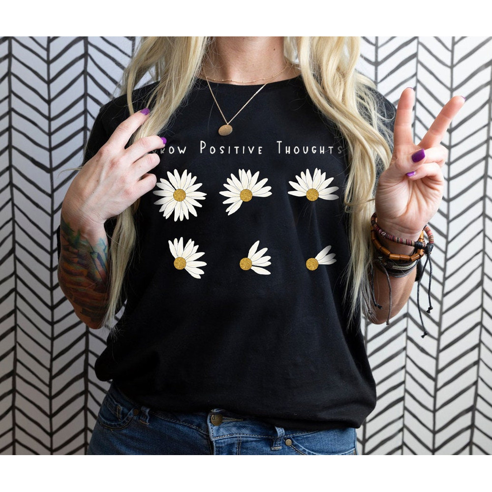 Grow Positive Thoughts Tee, Floral T-shirt, Bohemian Style Shirt, Butterfly Shirt, Trending Right Now, Women's Graphic T-shirt, Love Tee - 6.jpg