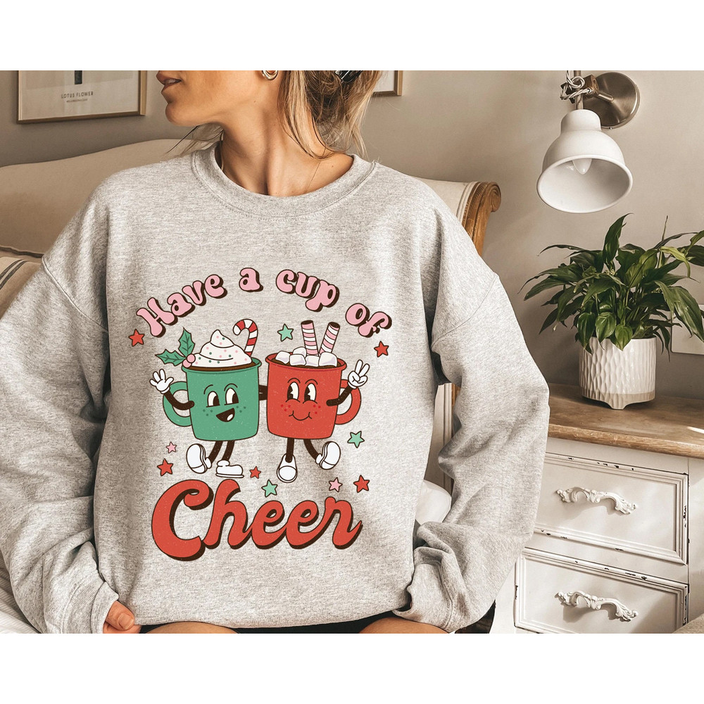 Have a Cup of Cheer Cocoa Sweater, Vintage Christmas, Christmas Sweatshirt, Women's Cute Santa, Xmas Graphic Pullover, Holiday Ugly Sweater - 3.jpg