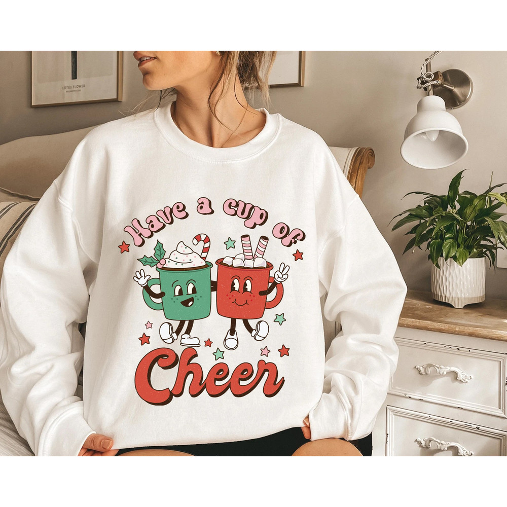 Have a Cup of Cheer Cocoa Sweater, Vintage Christmas, Christmas Sweatshirt, Women's Cute Santa, Xmas Graphic Pullover, Holiday Ugly Sweater - 5.jpg