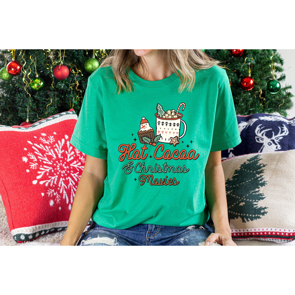 Hot Cocoa Christmas T shirt, retro Christmas t-shirt, Retro Xmas holiday apparel, Christmas Shirts, Vintage christmas Tee - 8.jpg