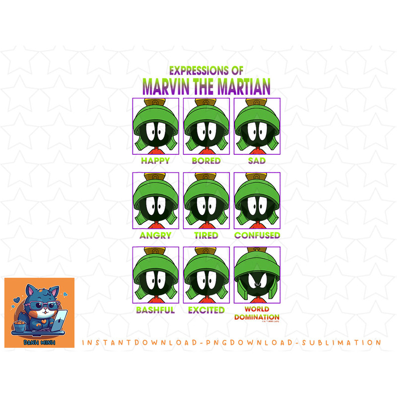 Looney Tunes Expressions Of Marvin The Martian Poster png, sublimation, digital download.jpg