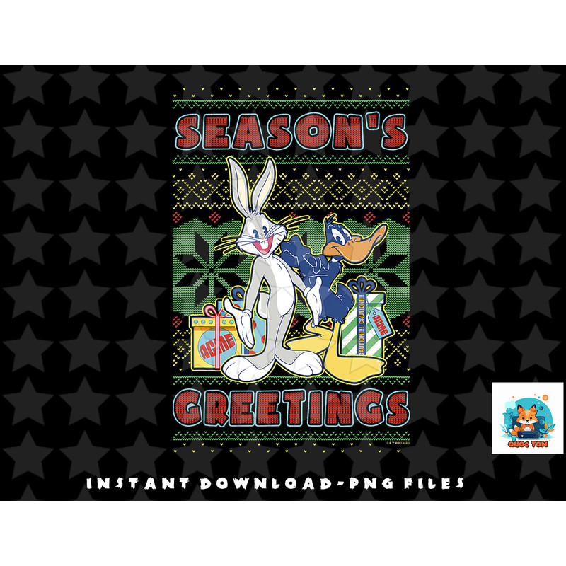 Looney Tunes Christmas Bugs and Daffy Ugly Sweater Pattern png, sublimation, digital download.jpg