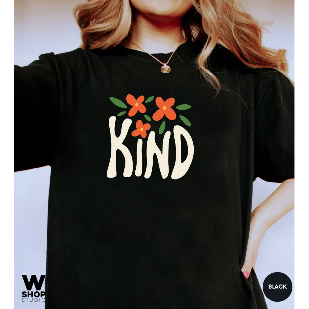 Kind Flower Shirt, Hippie Flower Shirt Aesthetic, Oversized Floral Graphic Tee, Wildflower Shirt, Bohemian T shirt, Boho Gift For Her - 5.jpg