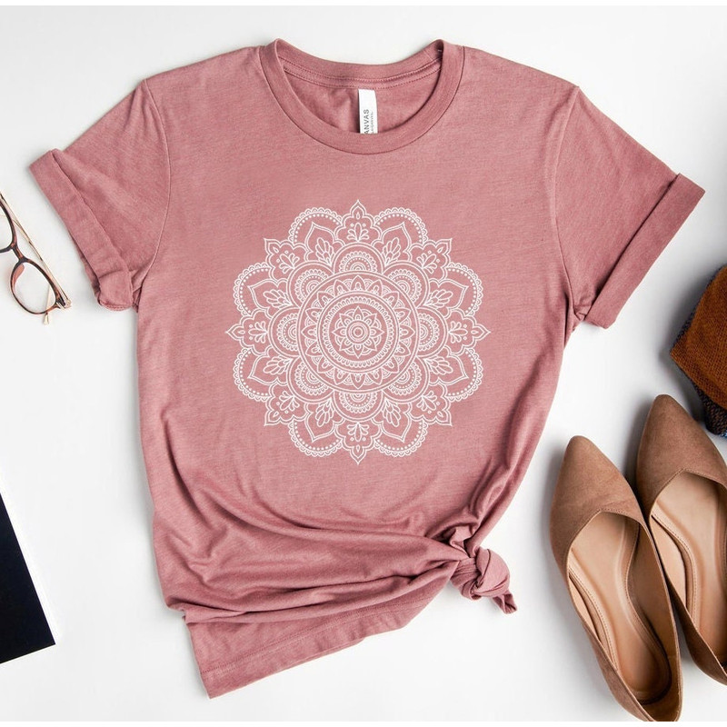 Mandala Shirt, Mandala T-Shirt, Cute Spring Shirt, Cute Shirt for Woman, Cute Mandala Shirt, Gifts for Her, Flower Shirt Pretty - 1.jpg