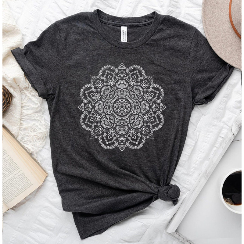 Mandala Shirt, Mandala T-Shirt, Cute Spring Shirt, Cute Shirt for Woman, Cute Mandala Shirt, Gifts for Her, Flower Shirt Pretty - 2.jpg
