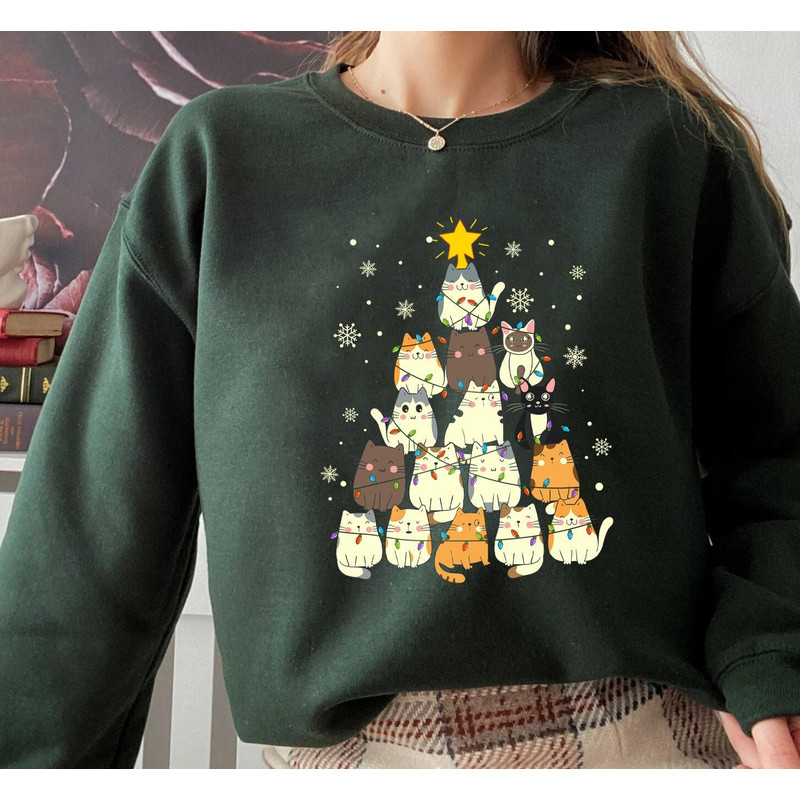 Merry Catmas Sweatshirt, Funny Christmas Sweat, Holiday Crewneck, Meowy Christmas, Cute Cat Sweater - 1.jpg
