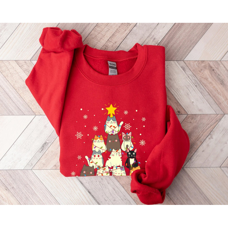 Merry Catmas Sweatshirt, Funny Christmas Sweat, Holiday Crewneck, Meowy Christmas, Cute Cat Sweater - 2.jpg