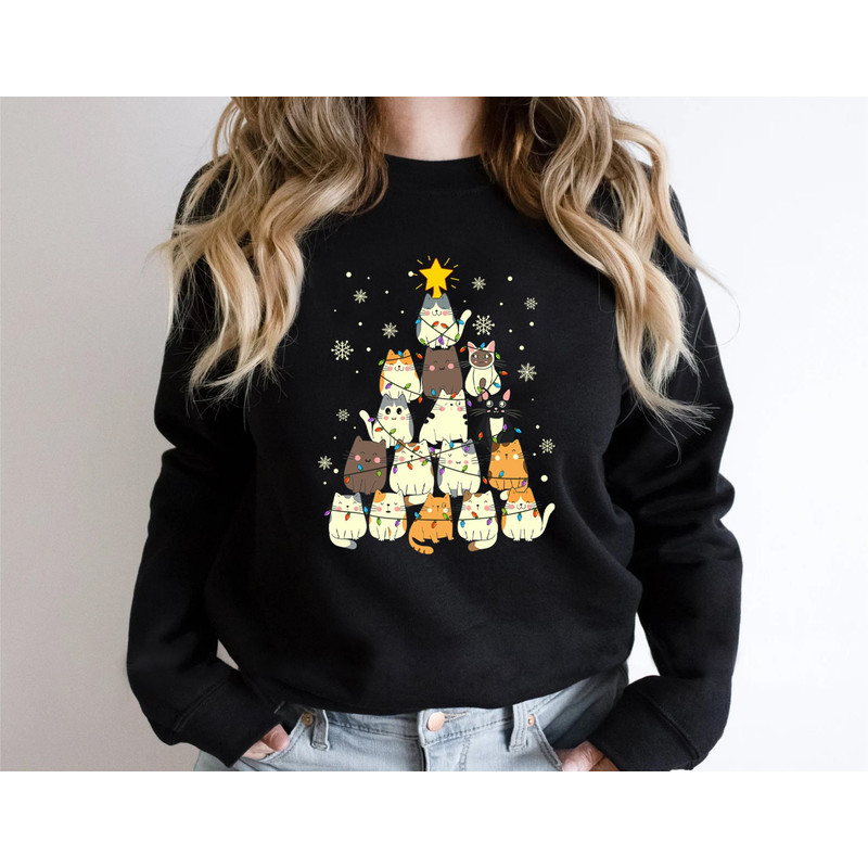 Merry Catmas Sweatshirt, Funny Christmas Sweat, Holiday Crewneck, Meowy Christmas, Cute Cat Sweater - 5.jpg
