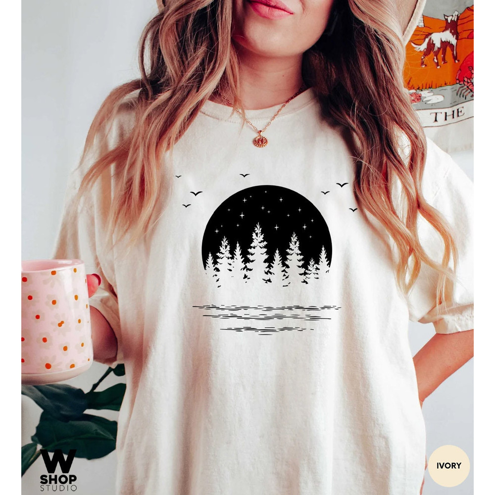 Moon Nature T Shirts for Women, adventure shirt, get outdoors graphic tee, travel t shirts, Forest hiking, mountains, Hiker Oversized Tee - 2.jpg