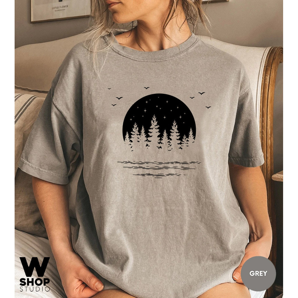 Moon Nature T Shirts for Women, adventure shirt, get outdoors graphic tee, travel t shirts, Forest hiking, mountains, Hiker Oversized Tee - 3.jpg