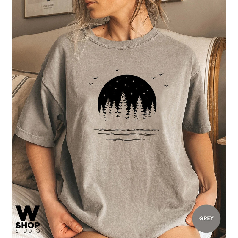 Moon Nature T Shirts for Women, adventure shirt, get outdoors graphic tee, travel t shirts, Forest hiking, mountains, Hiker Oversized Tee - 3.jpg