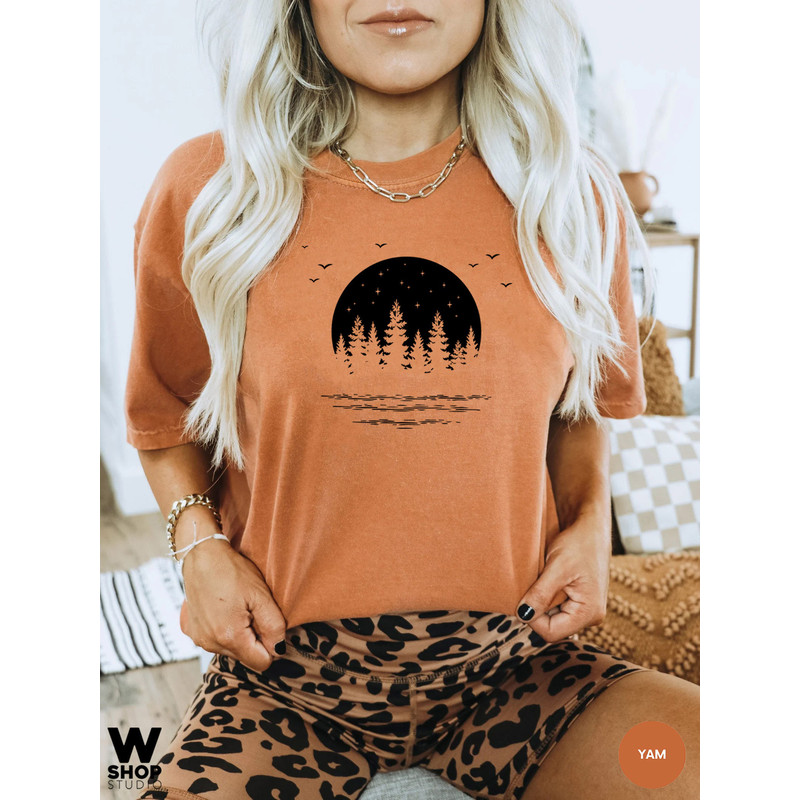 Moon Nature T Shirts for Women, adventure shirt, get outdoors graphic tee, travel t shirts, Forest hiking, mountains, Hiker Oversized Tee - 5.jpg