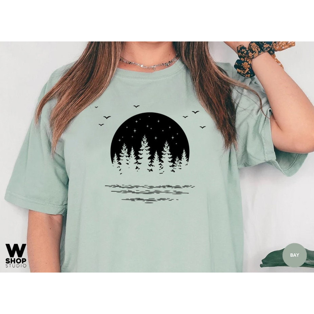 Moon Nature T Shirts for Women, adventure shirt, get outdoors graphic tee, travel t shirts, Forest hiking, mountains, Hiker Oversized Tee - 7.jpg