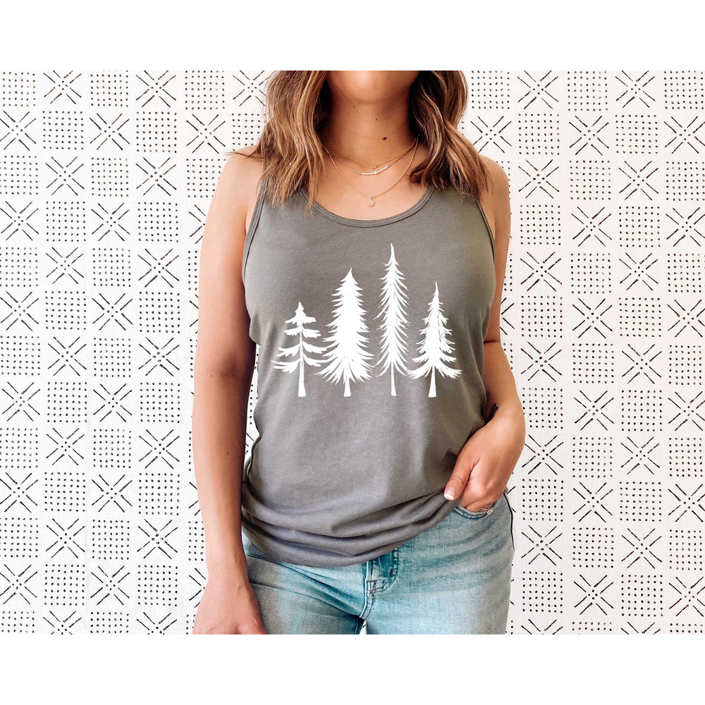 Pine Tree Tank, Pine Tree Top, Camping Tank, Hiking Top Shirt, Adventure Tank, Nature Lover Gift, Outdoors Tank Top - 3.jpg