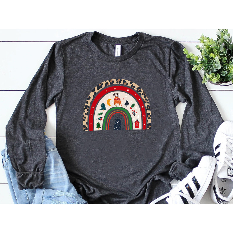 Rainbow Christmas Sweatshirt, Merry & Bright Long Sleeve Shirt, Women Gift Idea, Trendy Christmas Rainbow, Long Sleeve T shirt - 6.jpg