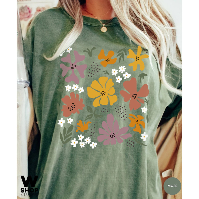 Retro Flower Shirt, Vintage Flower Shirt Aesthetic, Hippie Floral Graphic Tee, Flower T-shirt, Wildflower Shirt, Gift For Her - 2.jpg