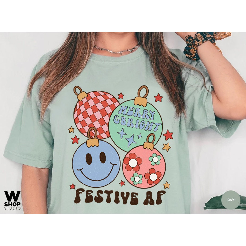 Retro merry t-shirt, Christmas t-shirt, Christmas graphic tee, holiday apparel, merry Christmas tee, womens holiday shirt, cute xmas shirt - 3.jpg