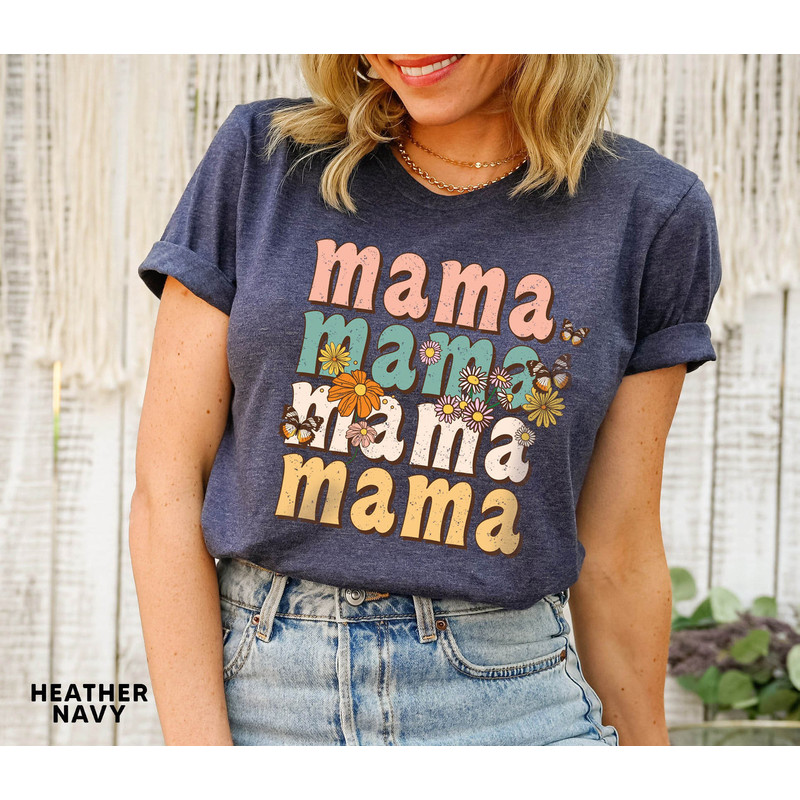 Retro Vintage Mama Shirt, Wildflowers Mama Shirt, Retro Mom TShirt, Mother's Day Gift, Flower Shirts for Women, Floral New Mom Gift - 4.jpg