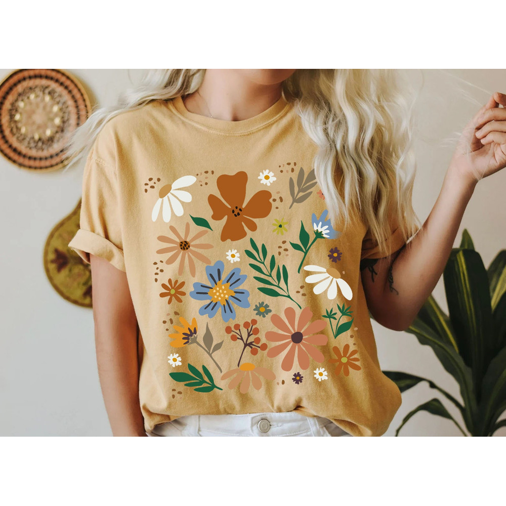 Retro Wildflower Tshirt, Comfort Colors Shirt, Floral Tshirt, Meadow, Flower Shirt, Gift for Women, Ladies Shirts, Best Friend Gift - 5.jpg