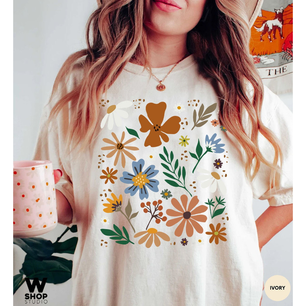 Retro Wildflower Tshirt, Comfort Colors Shirt, Floral Tshirt, Meadow, Flower Shirt, Gift for Women, Ladies Shirts, Best Friend Gift - 6.jpg