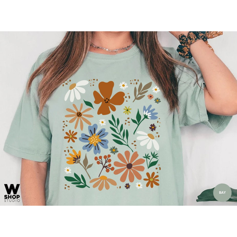 Retro Wildflower Tshirt, Comfort Colors Shirt, Floral Tshirt, Meadow, Flower Shirt, Gift for Women, Ladies Shirts, Best Friend Gift - 8.jpg