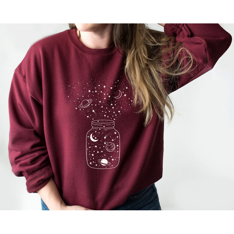 Space Shirt, Star Galaxy Sweatshirt, Astronomy Tee, Outdoors, Crescent Moon, Milky Way, Star Unisex Sweatshirt, Constellation Top - 4.jpg