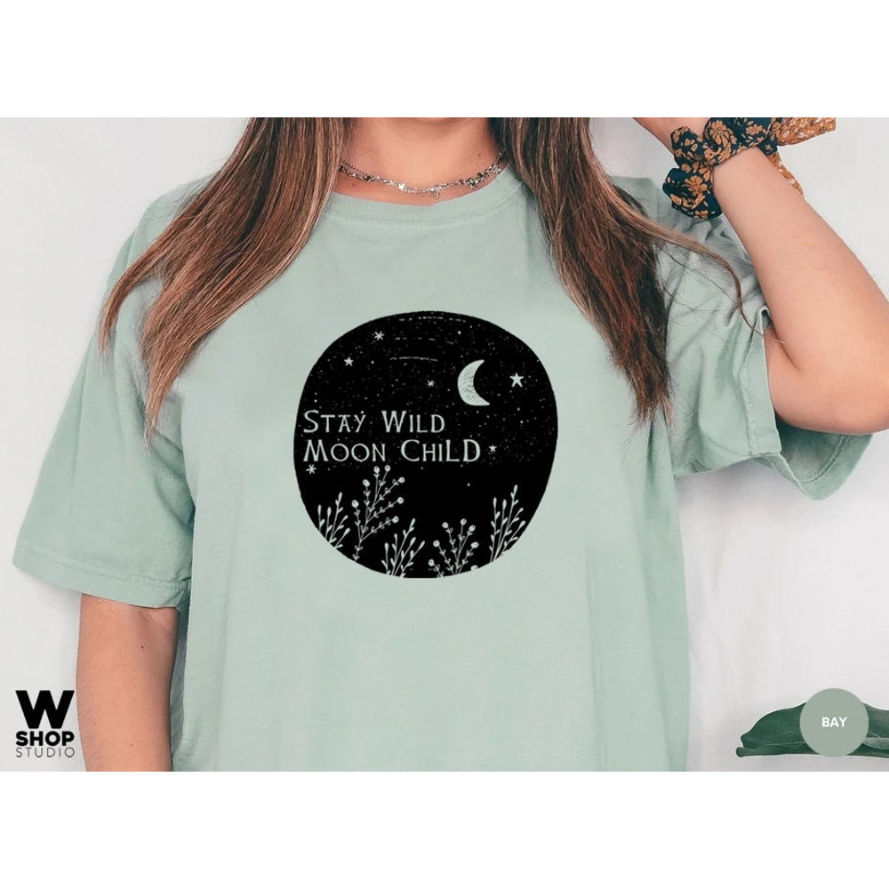 Stay Wild Moon Child Shirt, Moon Shirt, Bohemian Shirt, Gift For Moon Lover, Sun And Moon T-shirt, Women Oversized Tee - 5.jpg