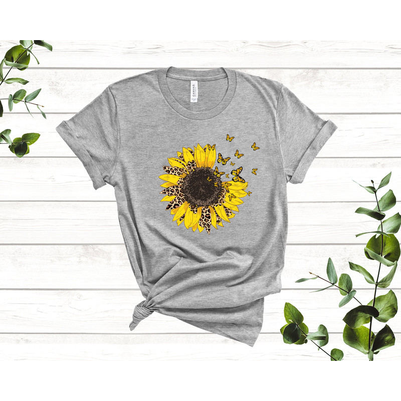 Sunflower - Sunflower Shirt, Leopard Floral Tee Shirt, Leopard Butterfly Flower Shirt, Garden Shirt, Sunflower Tshirt, Sunflower Shirts - 4.jpg
