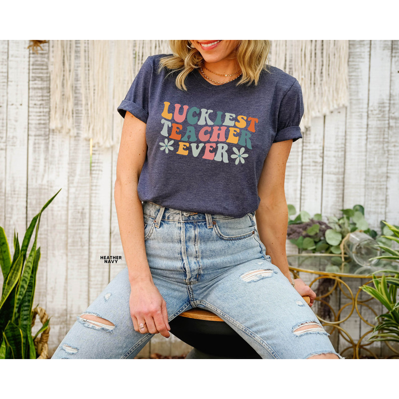 Teacher Shirts, Teacher Appreciation Gift, Teacher Gifts, Teaching Squad T-shirts, Luckiest Teacher Ever Tee, Retro Teacher Shirt - 2.jpg