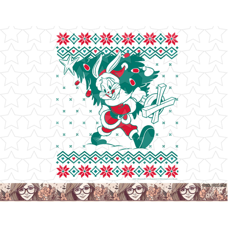 Looney Tunes Christmas Bugs Bunny Ugly Sweater png, sublimation, digital download .jpg