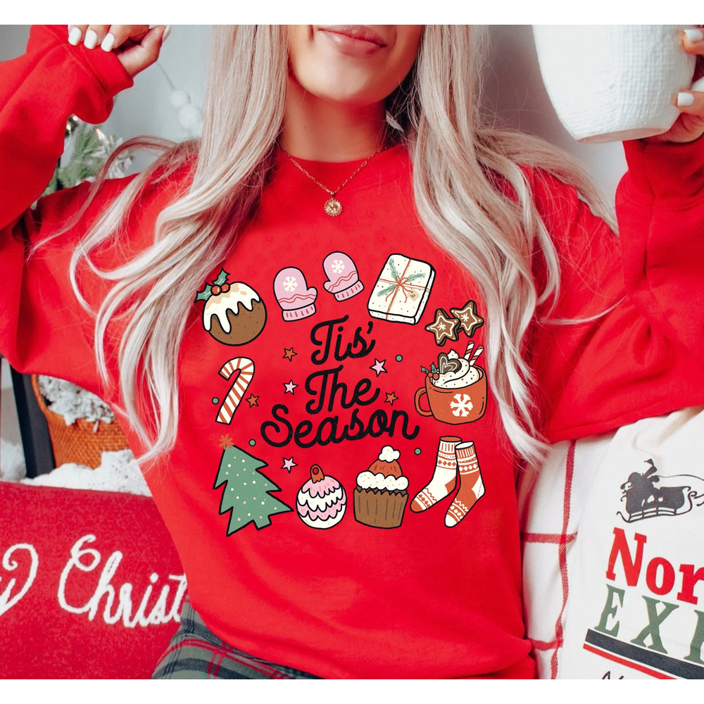 Tis The Season Retro Christmas Sweatshirt and Hoodie, Womens Christmas Sweatshirt, Cute Christmas Crewneck, Trendy Christmas Sweatshirts - 4.jpg