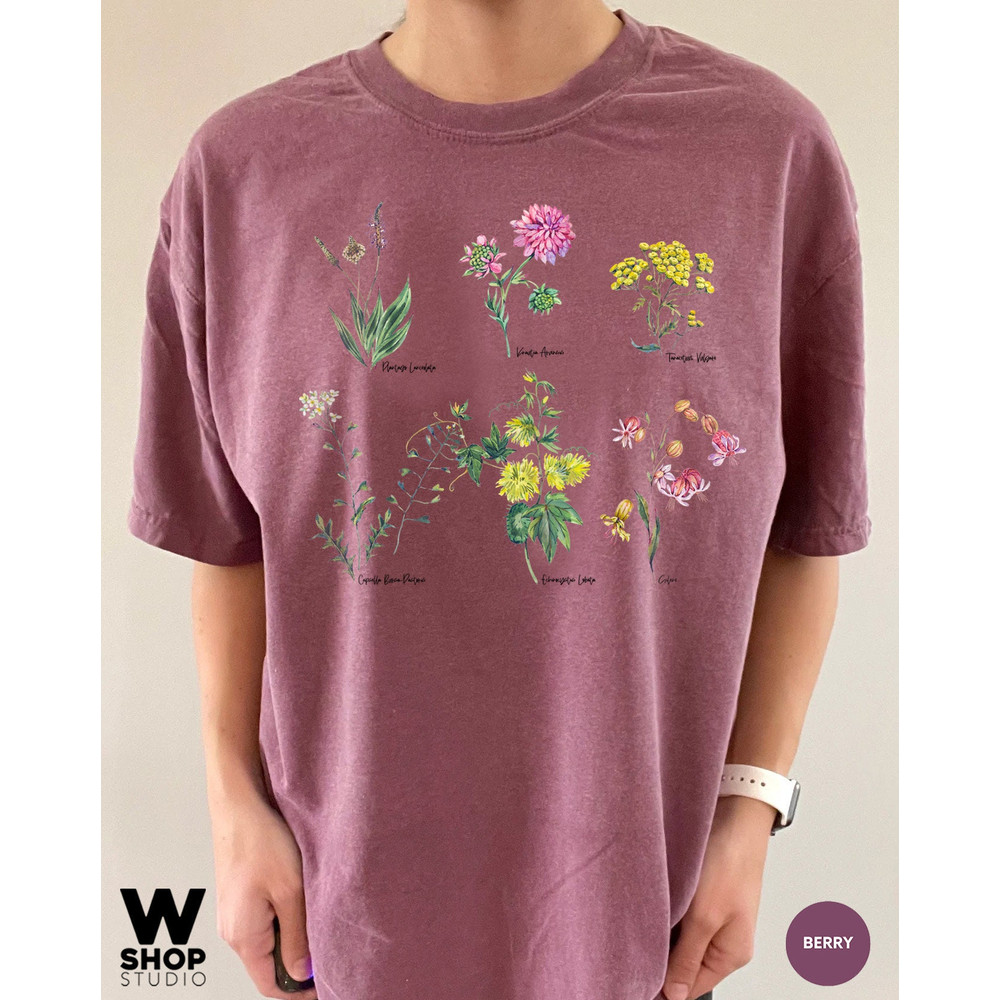 Vintage Floral T-shirt, Botanical Shirt, Wildflower Tee, Vintage Botanical, Flower Botanical Print, Oversized Shirt, Graphic Tshirt - 3.jpg